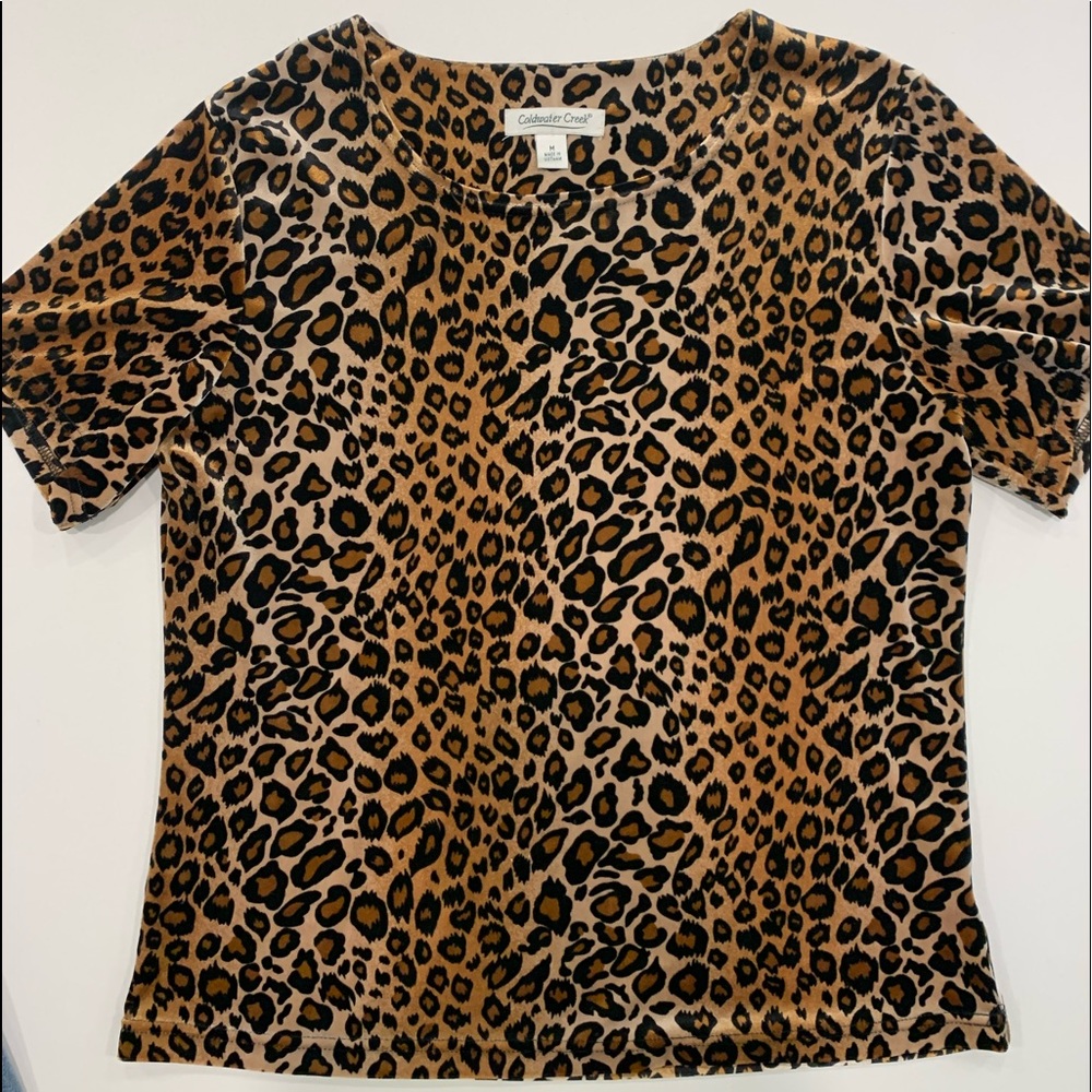 Velvet leopard print short sleeve